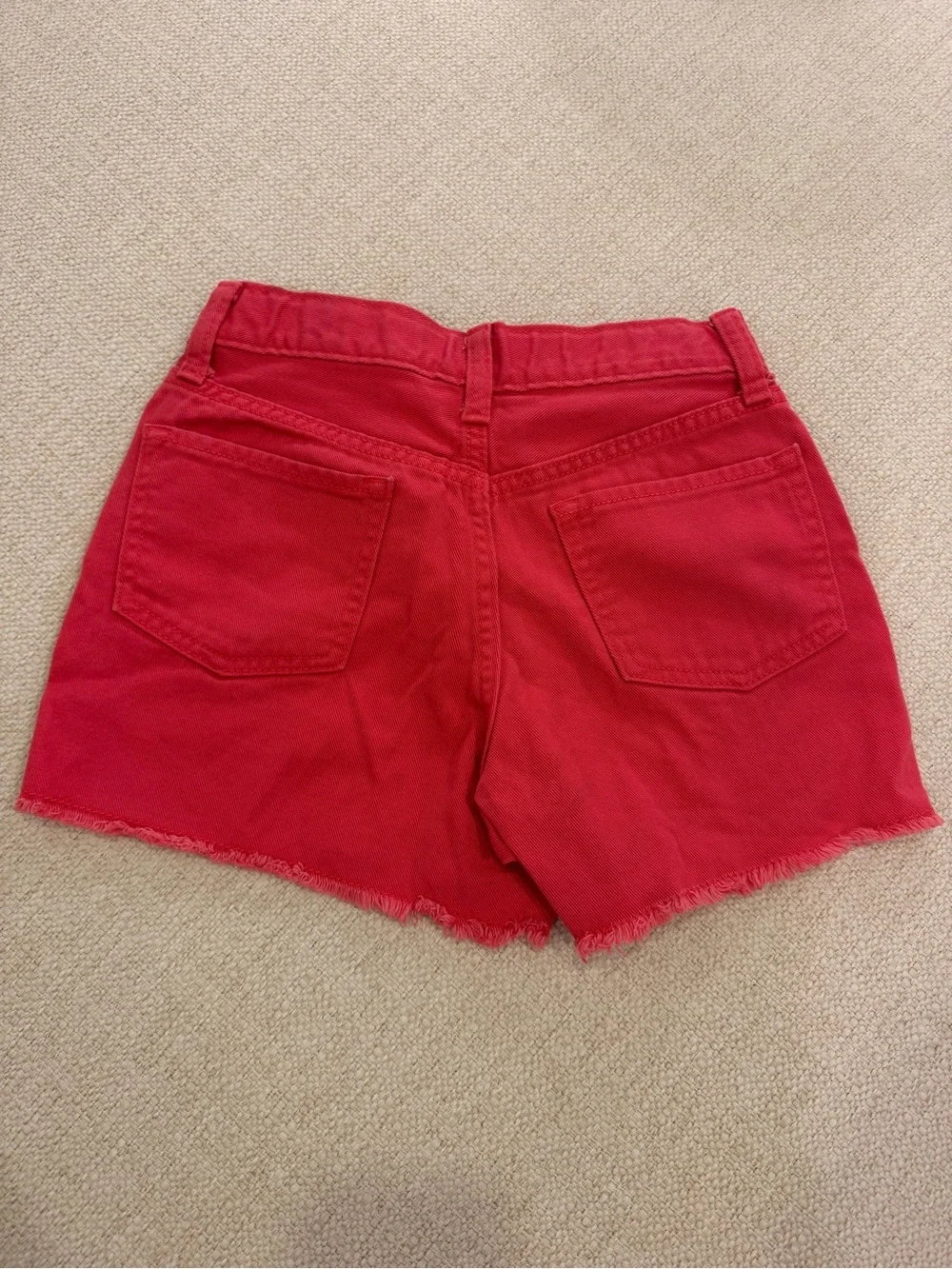 Old Navy Red Frayed Hem Denim Shorts